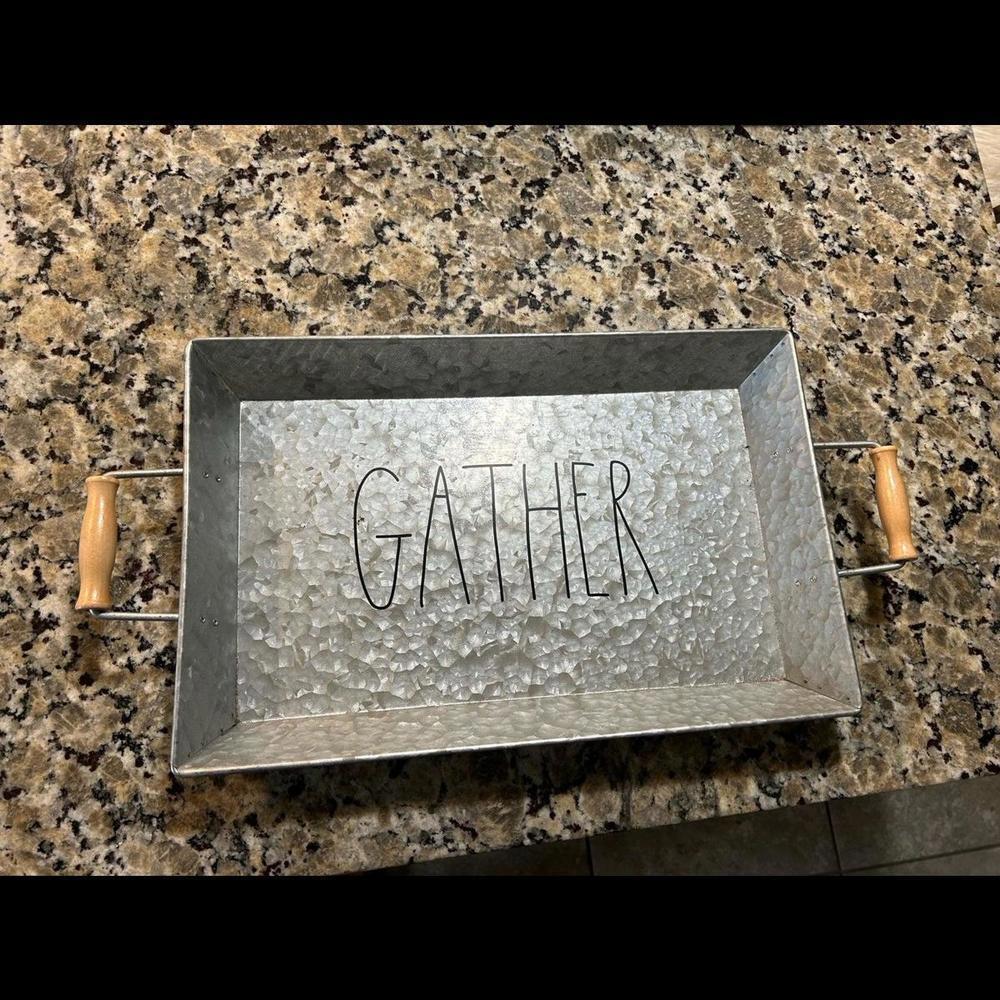 Rae Dunn Gather Serving Platter TIN  Tray 11x17 NEW!